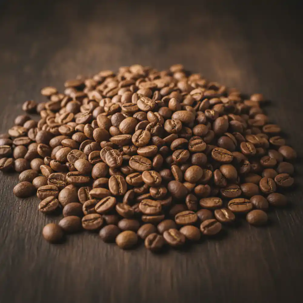 Lightly roasted coffee beans with a matte finish